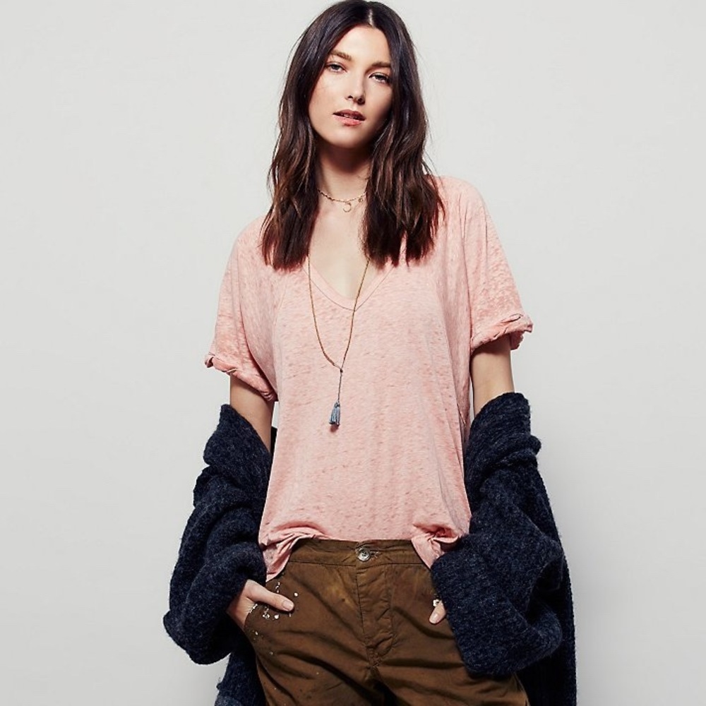 FP Free Fallin Burnout Tee Elderberry Pink XS